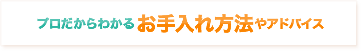 プロだからわかる お手入れ方法やアドバイス