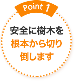 Point1 安全に樹木を根本から切り倒します