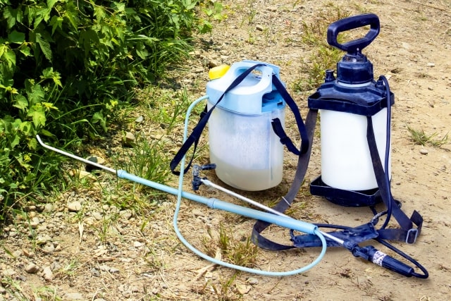 除草剤をまく